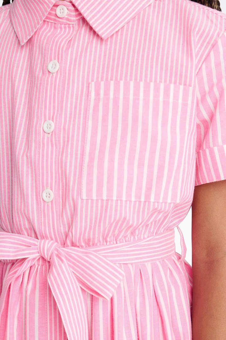 Mini Time After Time Shirt Dress - Pink/combo