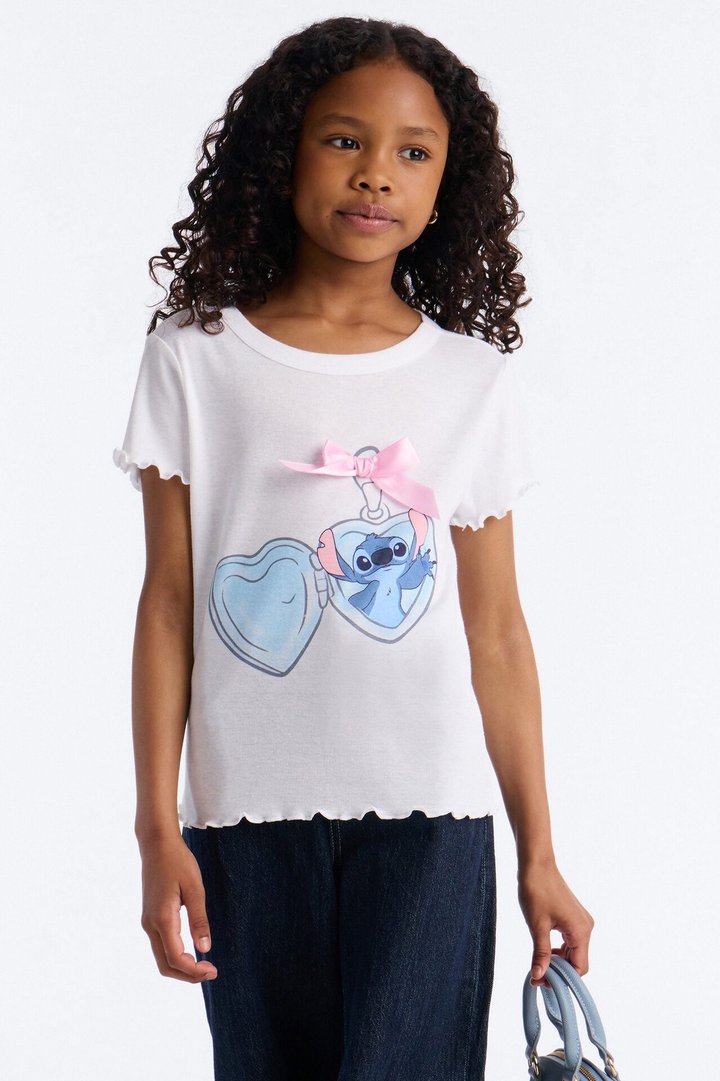 Mini Stitch Locket Short Sleeve Tee - White