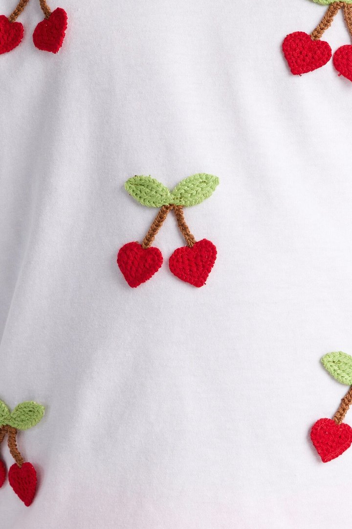 Mini Cherry Happy Skirt Set - Red/White