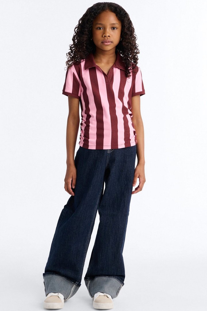Mini First Pick Striped Short Sleeve Top - Burgundy/combo