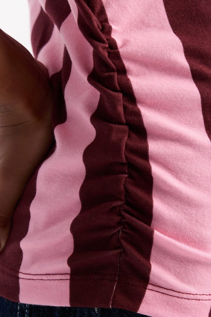 Mini First Pick Striped Short Sleeve Top - Burgundy/combo