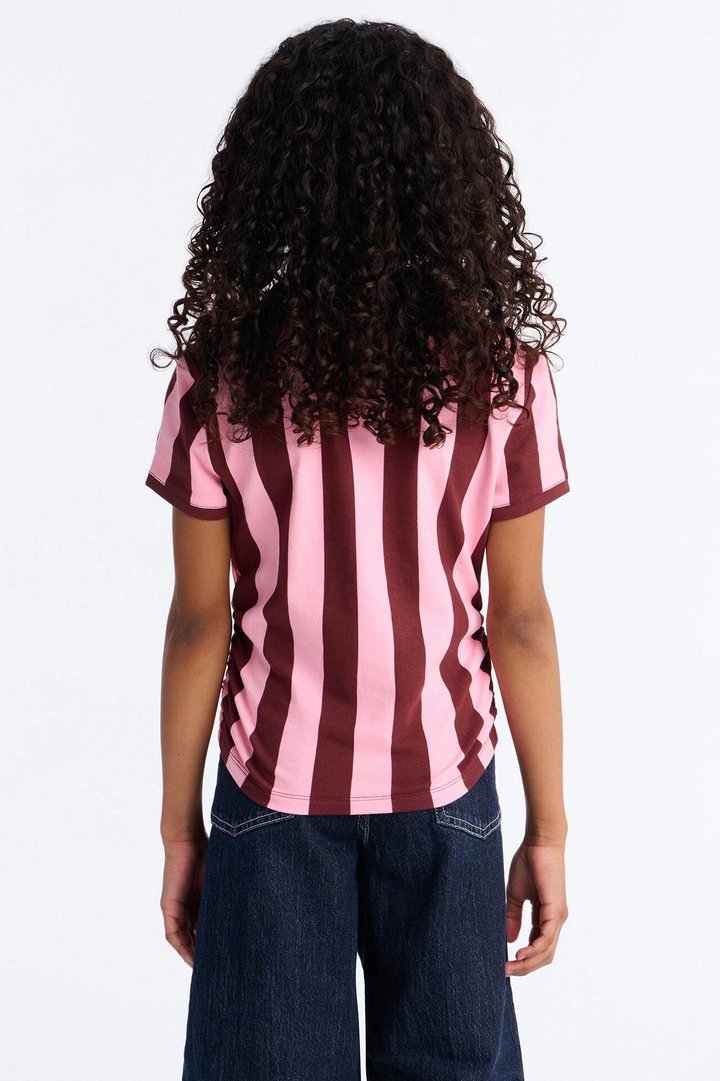 Mini First Pick Striped Short Sleeve Top - Burgundy/combo