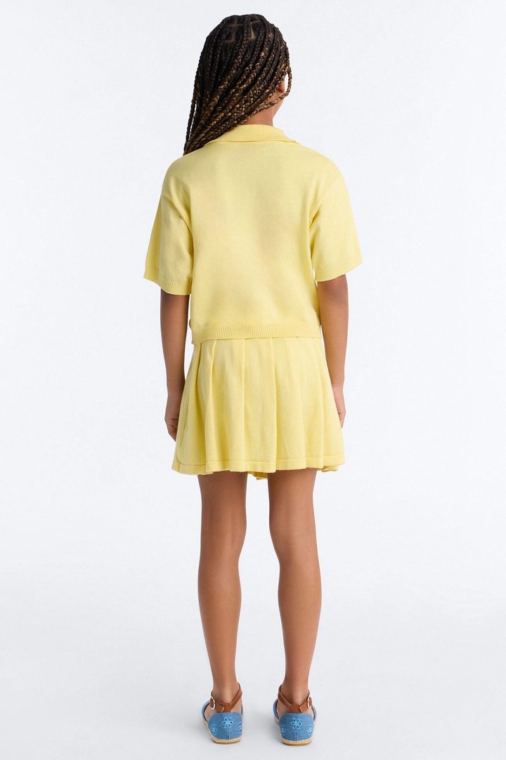 Mini Heartbeats In Harmony Pleated Mini Skirt Set - Yellow