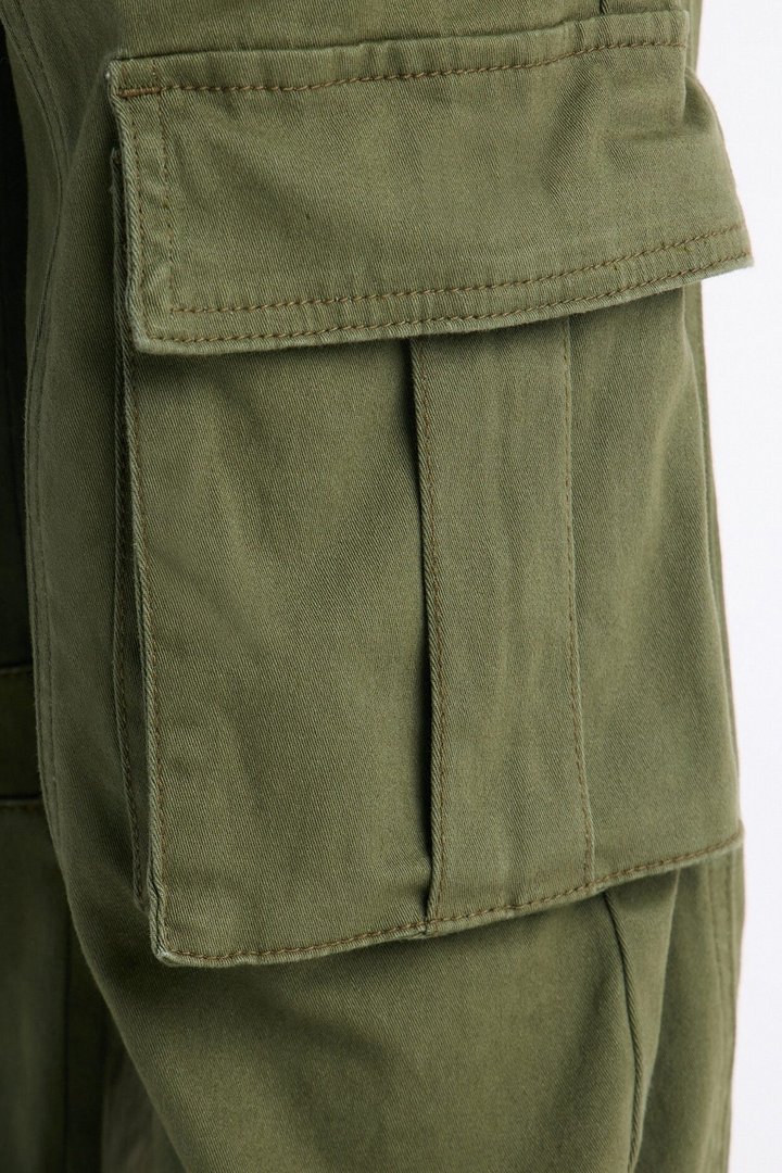 Mini Portland Washed Cargo Pant - Military Green
