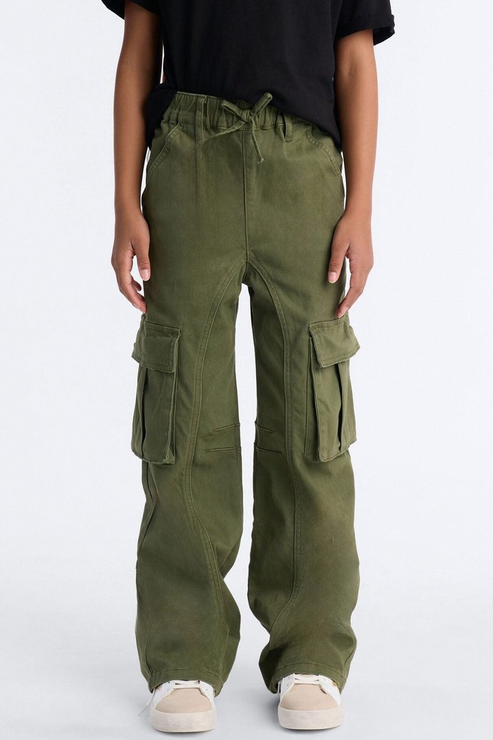 Mini Portland Washed Cargo Pant - Military Green