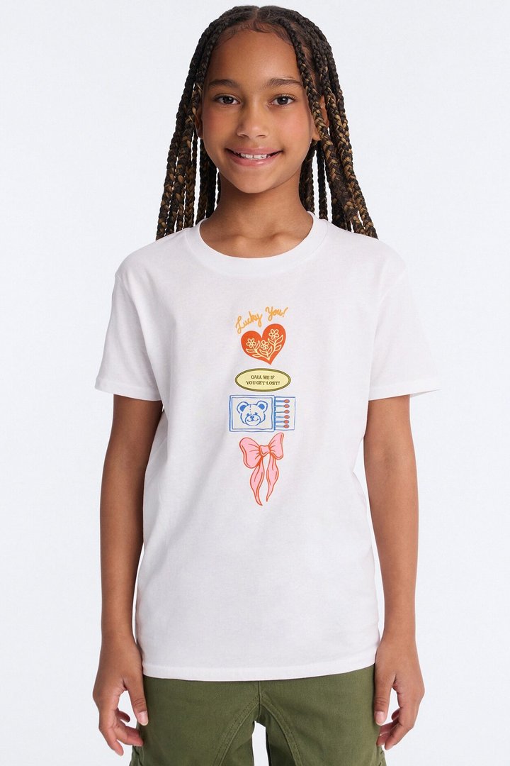 Mini Lucky You Short Sleeve Tee - White