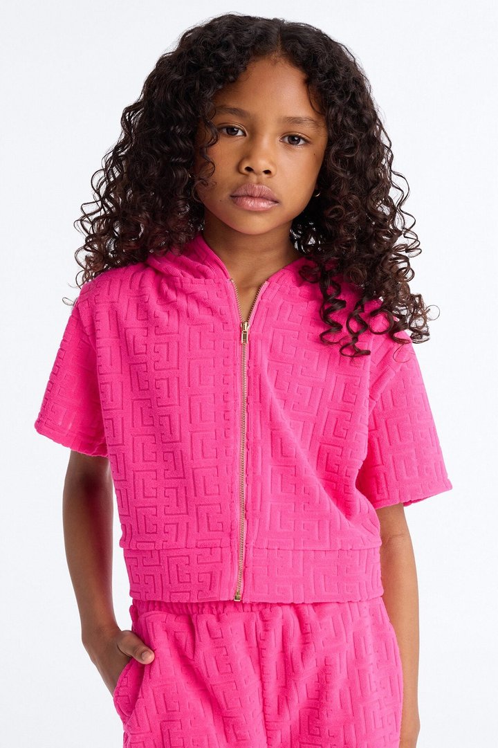 Mini Elyna Terry Cloth Short Set - Hot Pink