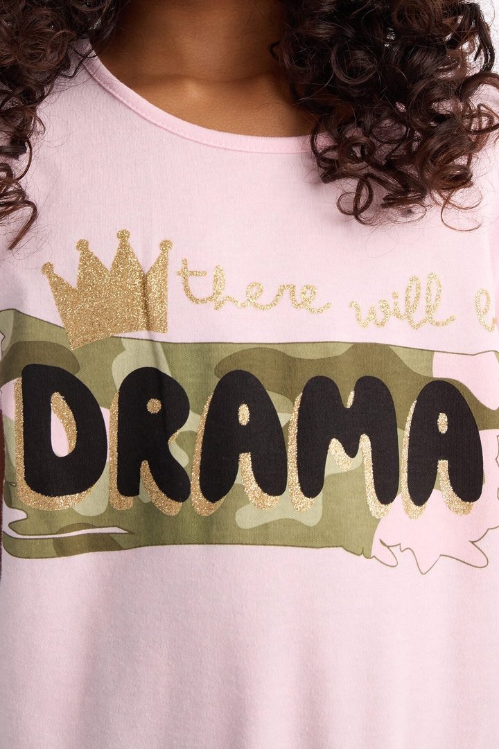 Mini There Will Be Drama Short Set - Pink/combo