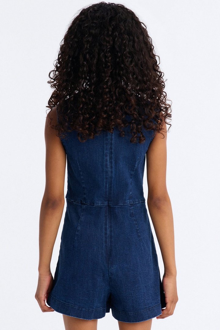 Mini Violeta Denim Romper - Dark Wash