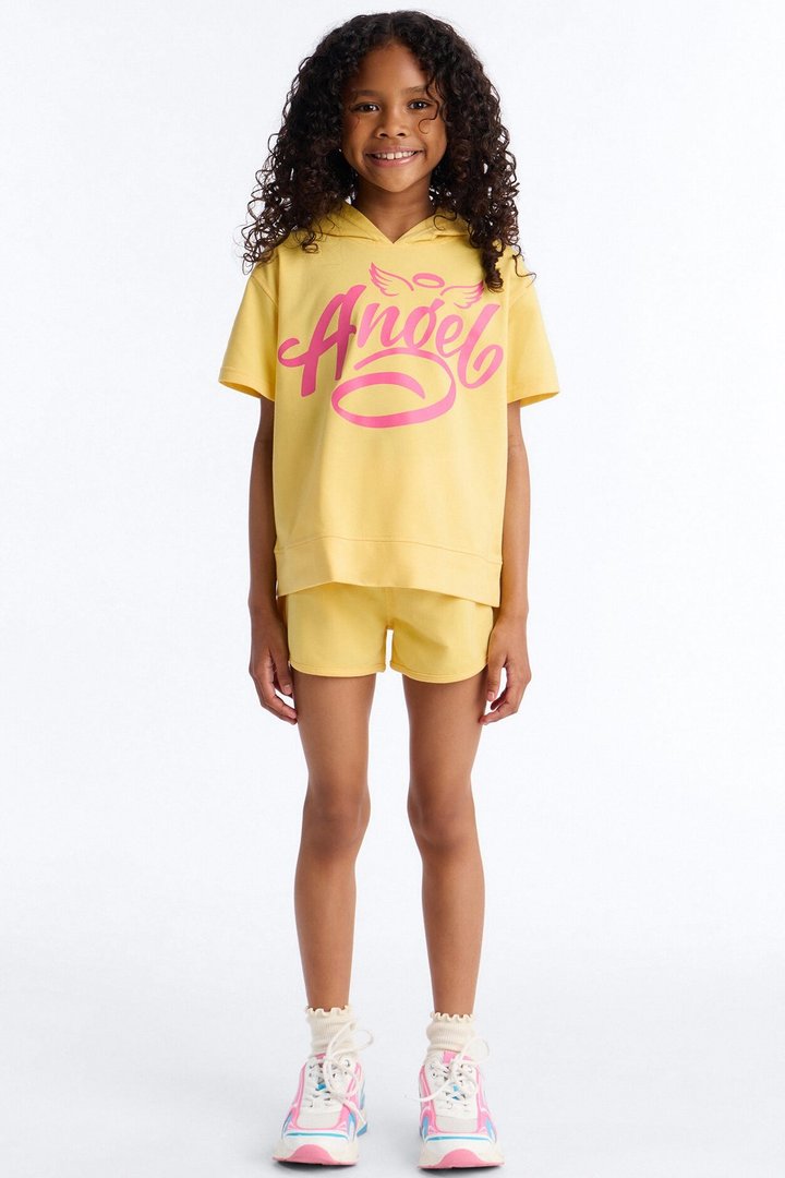 Mini Still An Angel Short Set - Butter Yellow