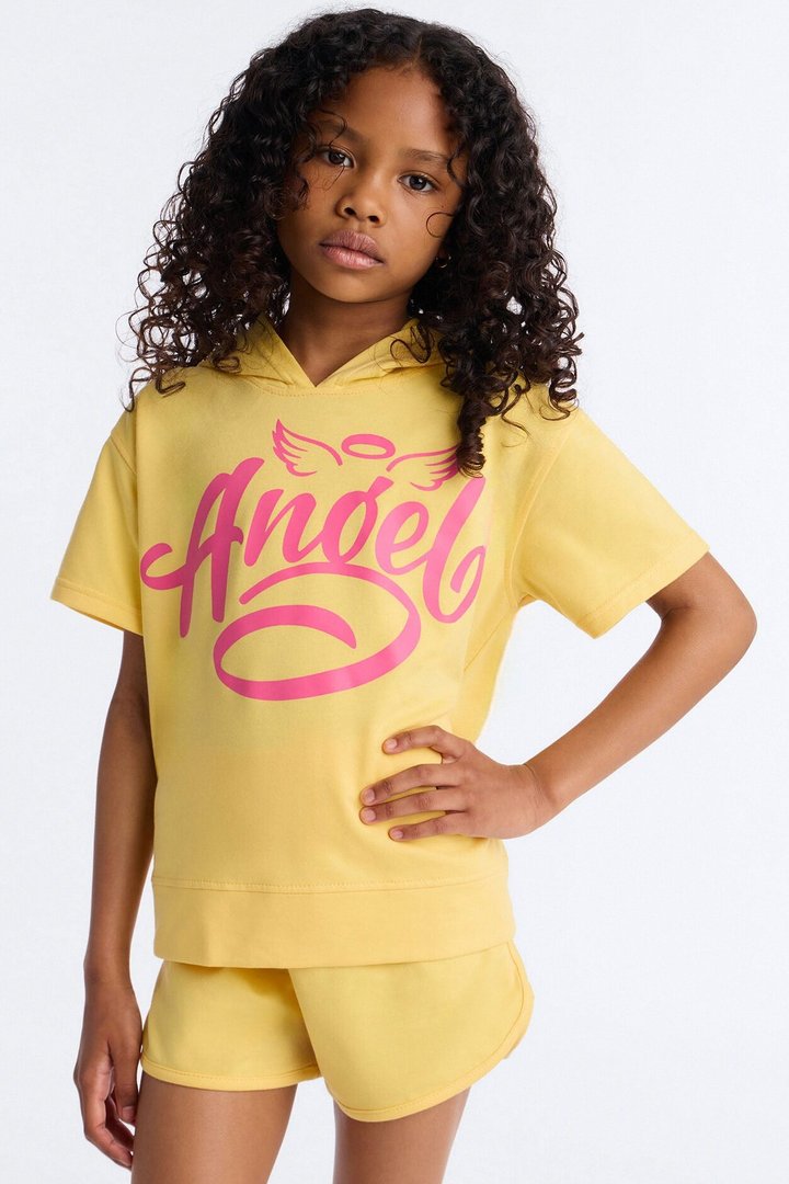 Mini Still An Angel Short Set - Butter Yellow