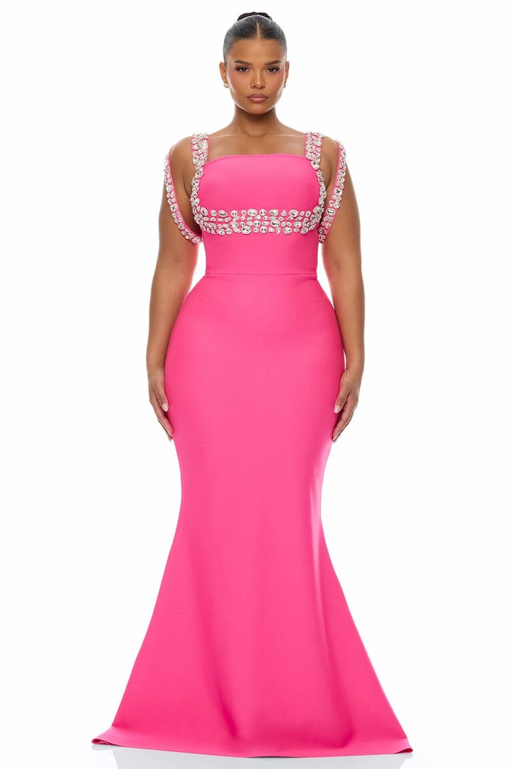 Masie Bandage Gown - Hot Pink