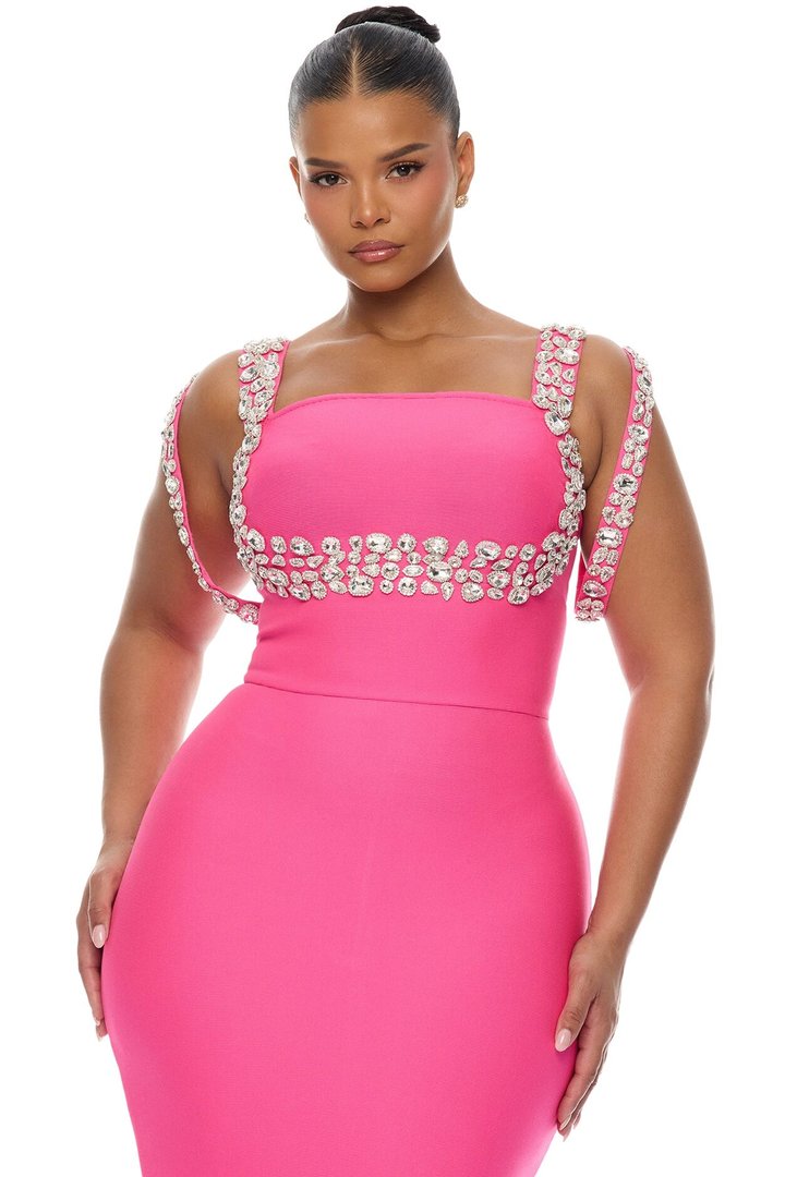Masie Bandage Gown - Hot Pink
