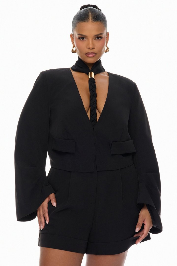 Timeless Touch Braided Jacket - Black
