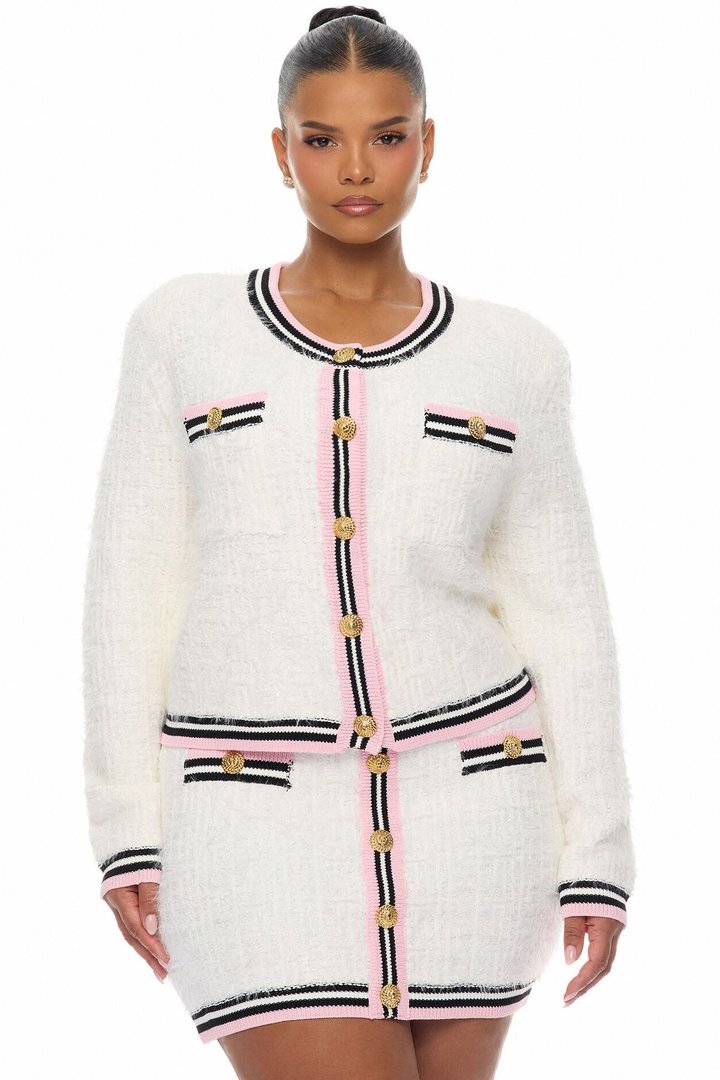 Haylee Tweed Skirt Set - White/combo