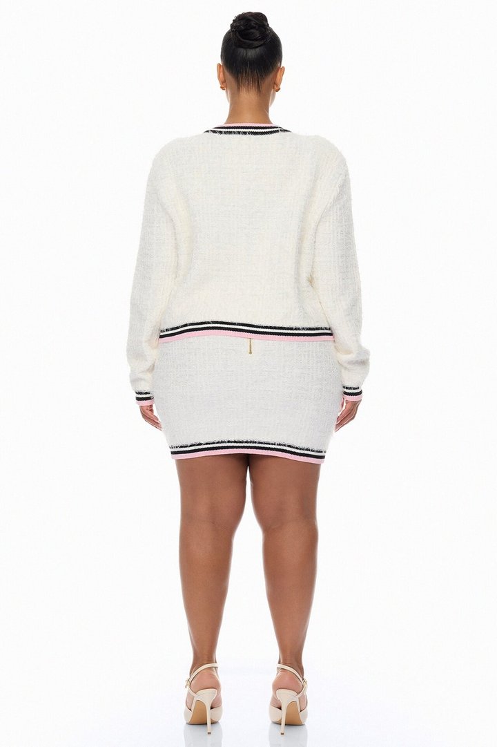 Haylee Tweed Skirt Set - White/combo