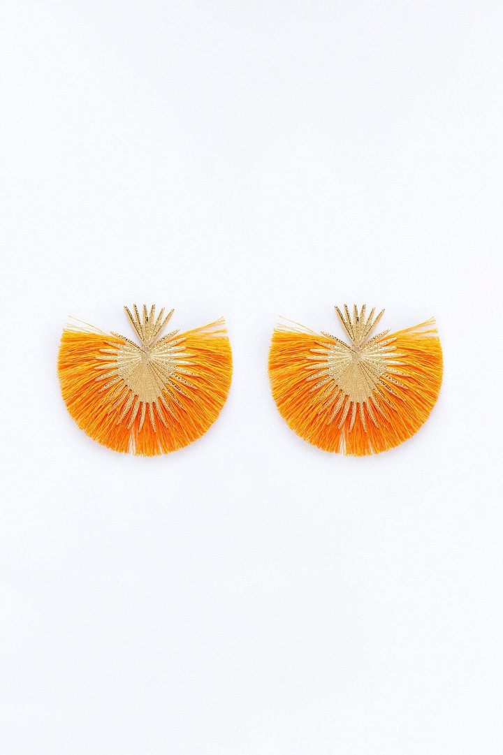 Heart Of Fringe Earrings - Gold/Orange
