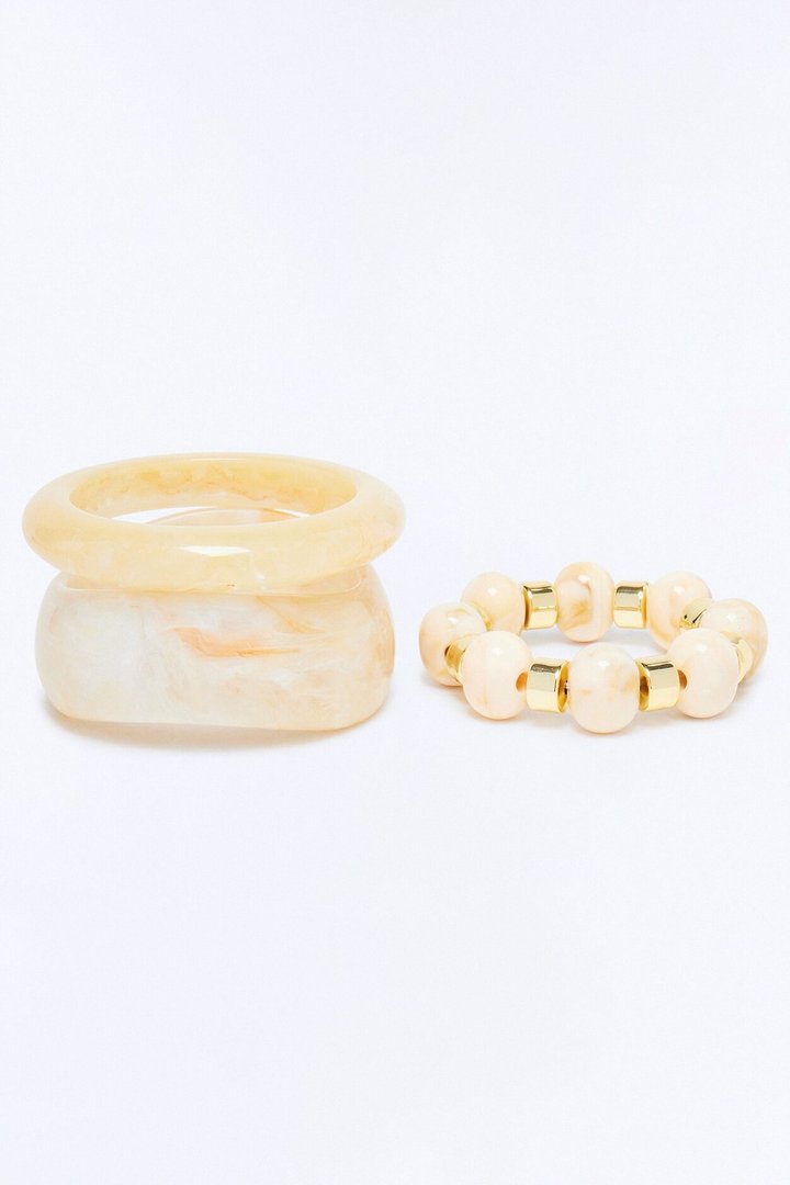 Sun And Sea 3 Piece Bracelet Set - Ivory/combo