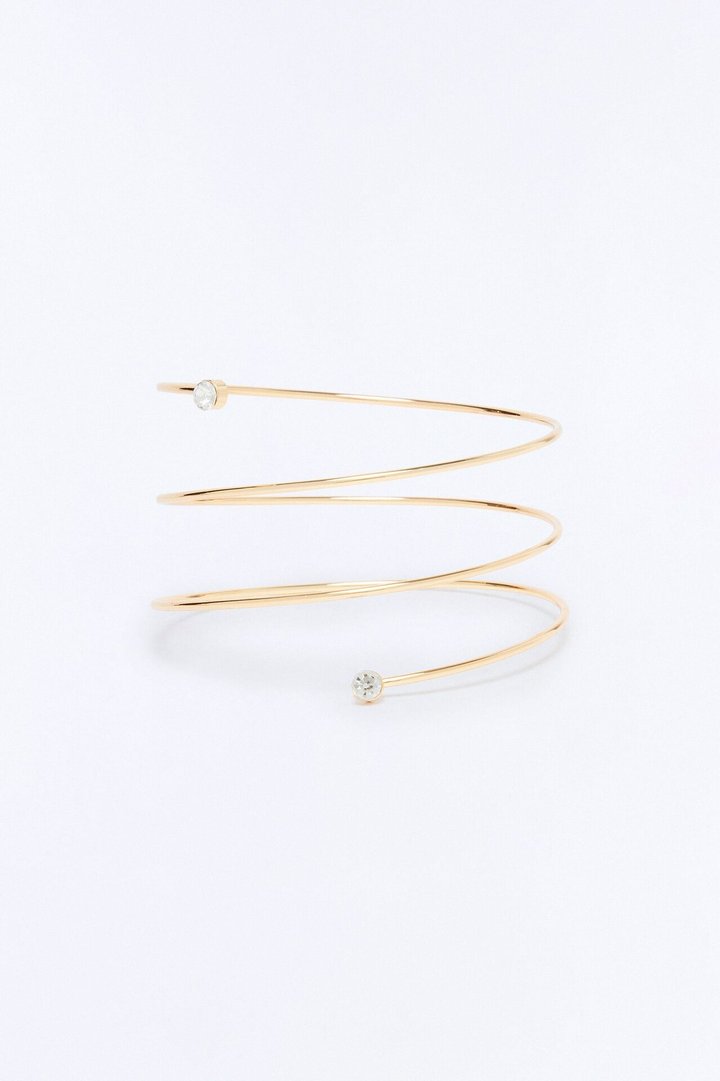 Simplicity Rhinestone Arm Cuff - Gold