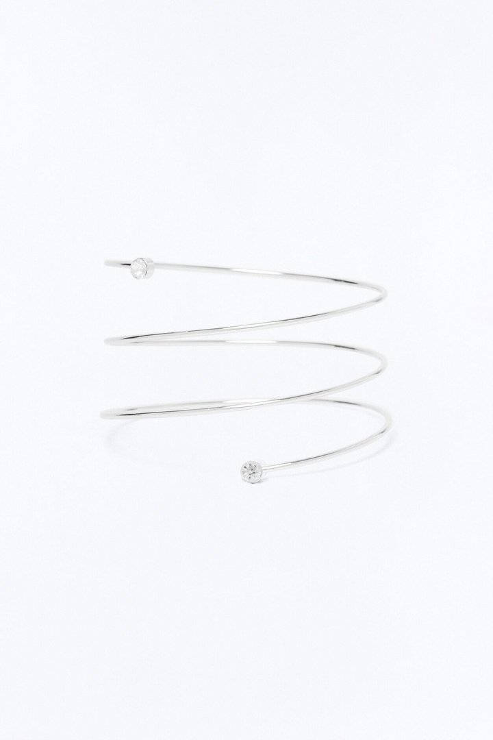 Simplicity Rhinestone Arm Cuff - Silver