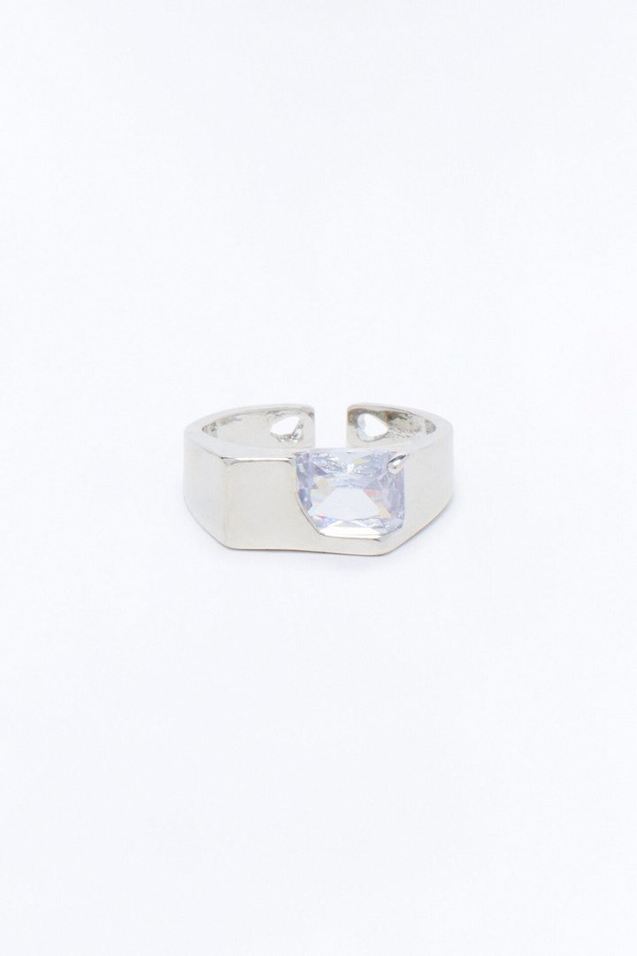Melting Ice Geometric Ring - Silver