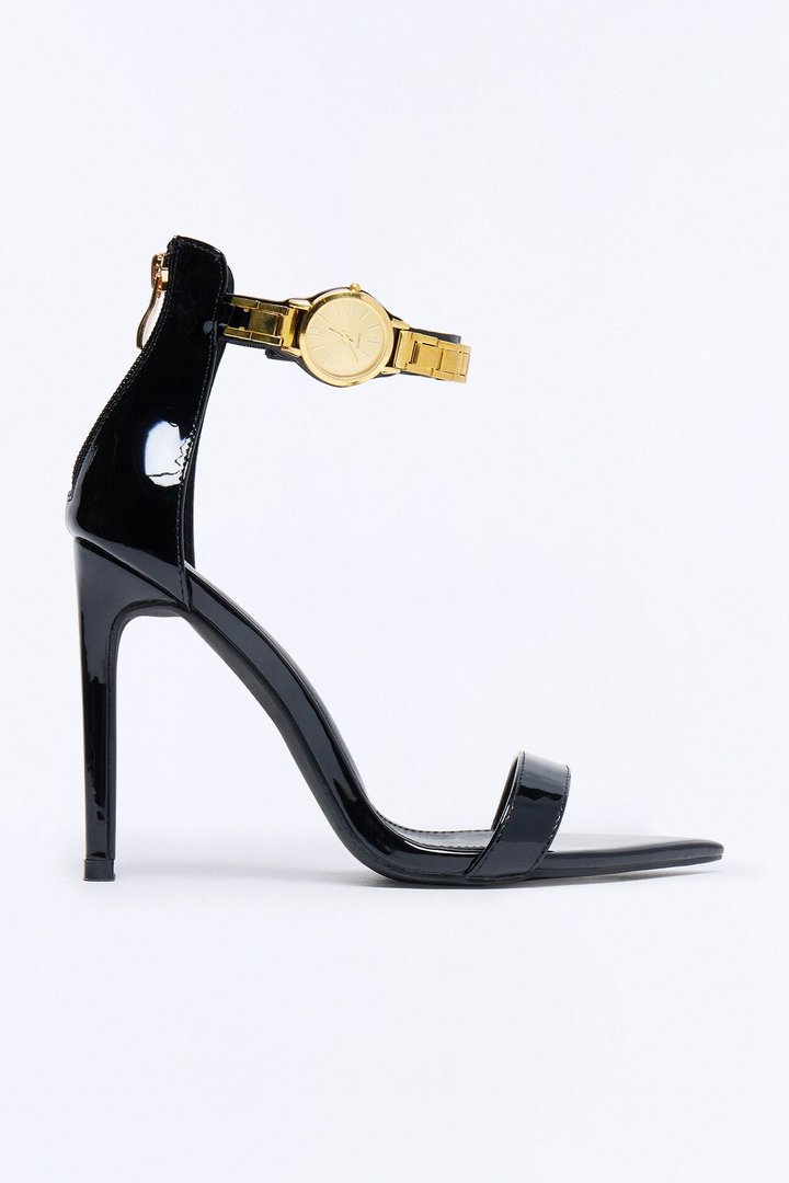Chic Clock Stiletto Heels - Black