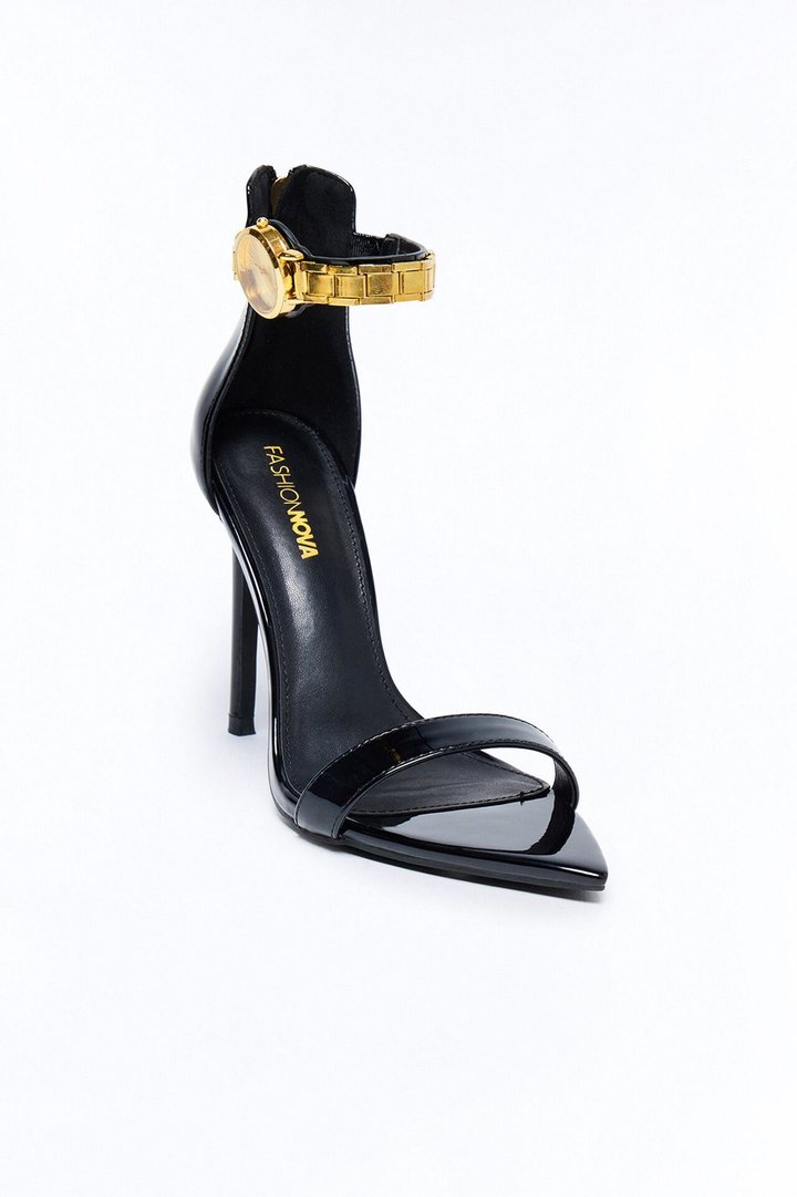 Chic Clock Stiletto Heels - Black