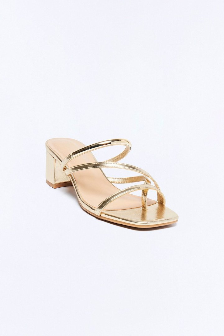 Livia Block Heel Mules - Gold