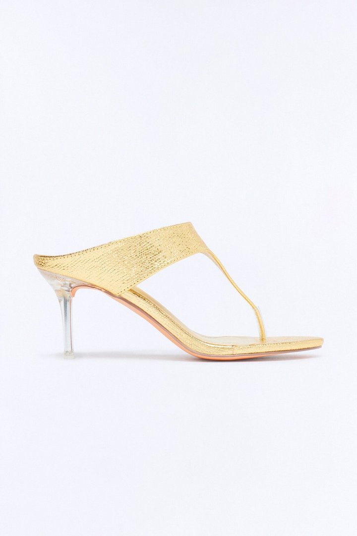 Josefina Metallic Thong Heels - Gold