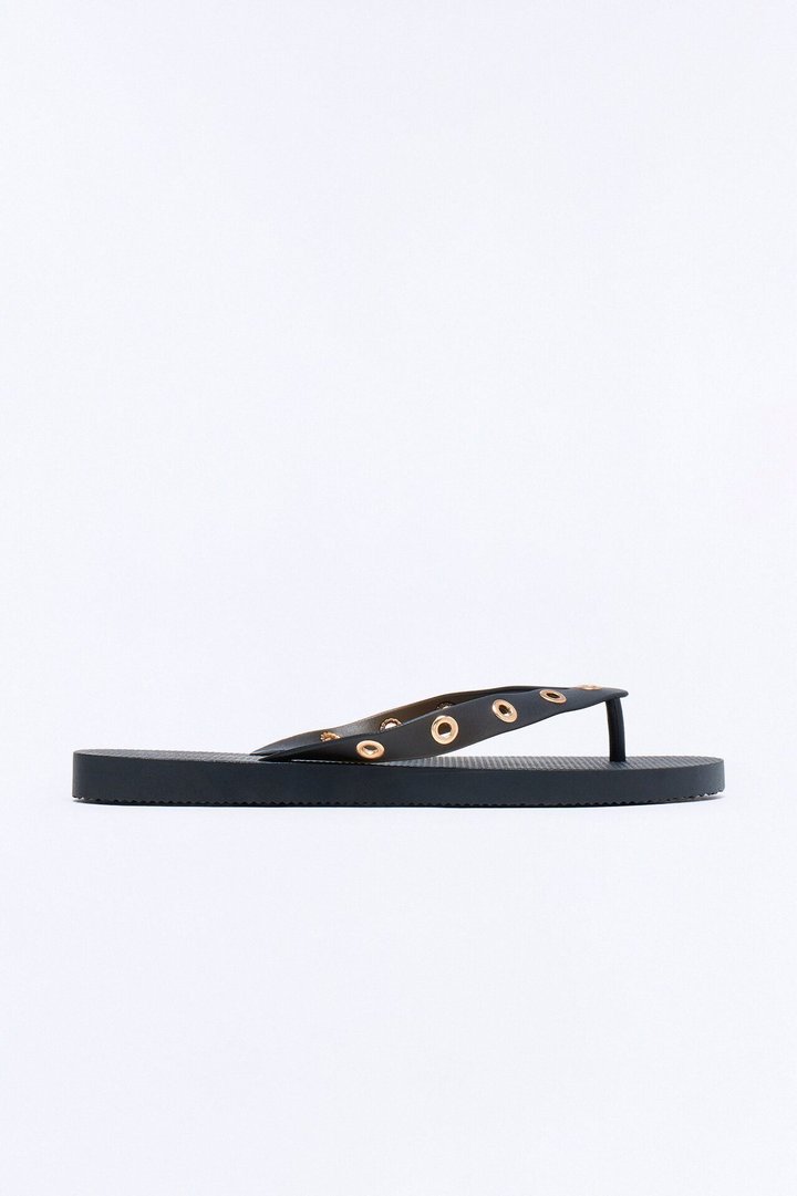 Myle Grommet Flip Flops - Black