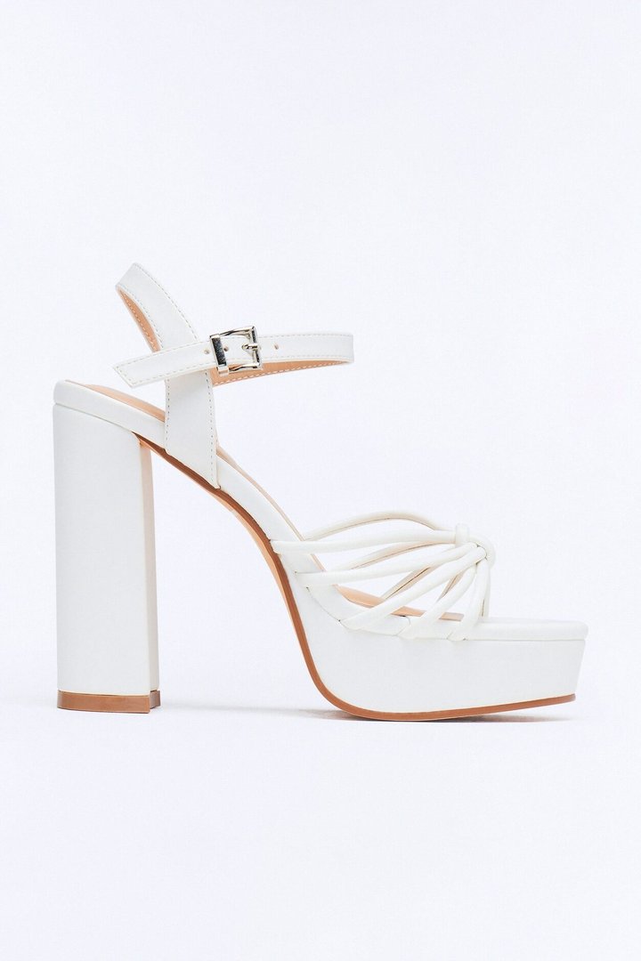 Shai Ankle Strap Platform Heels - White