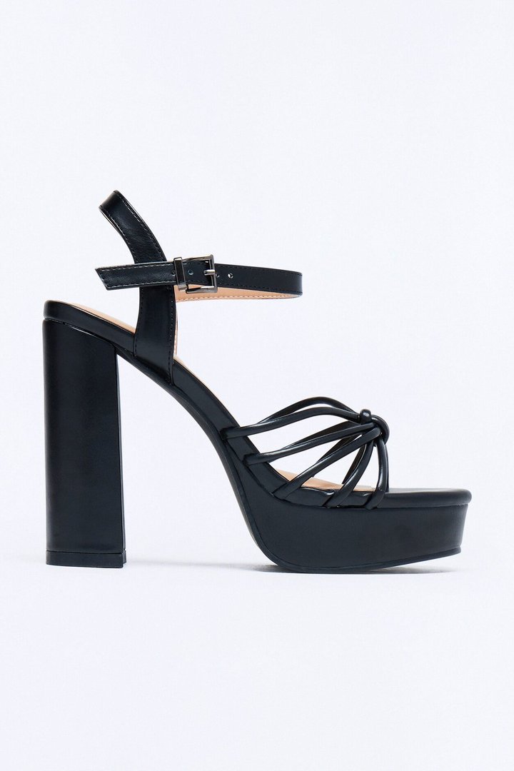 Shai Ankle Strap Platform Heels - Black