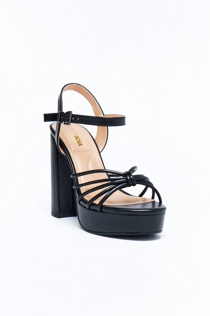 Shai Ankle Strap Platform Heels - Black