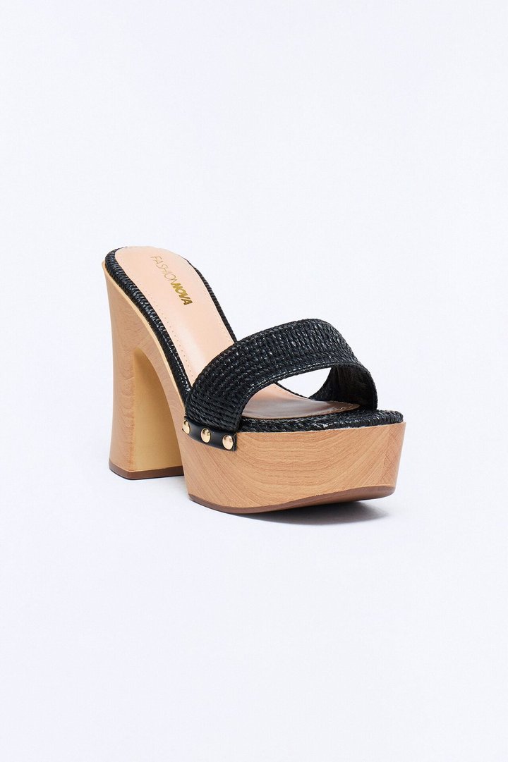 Gennie Wood Platform Heels - Black