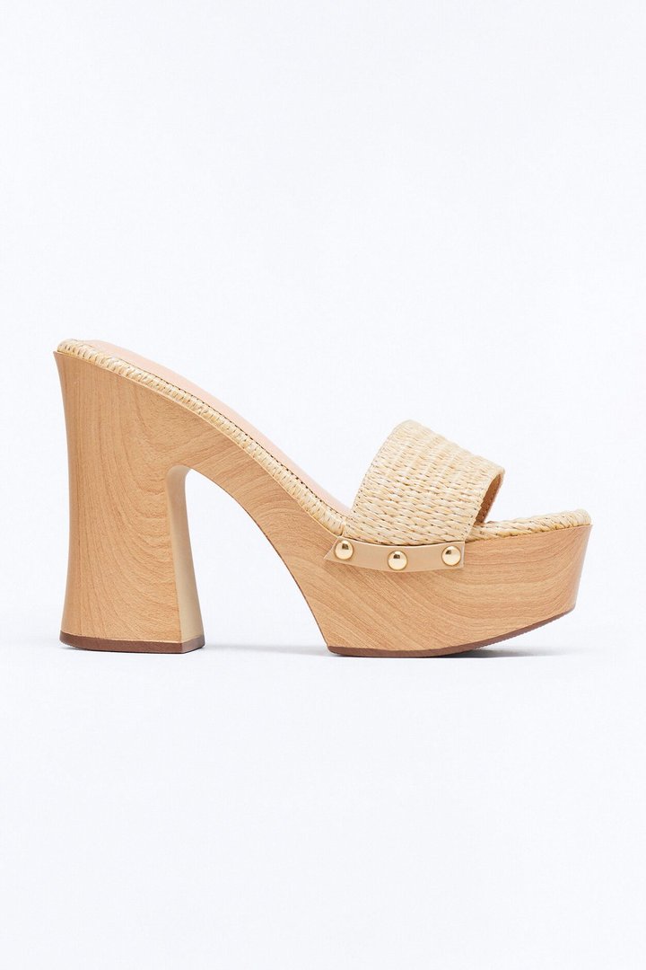 Gennie Wood Platform Heels - Natural