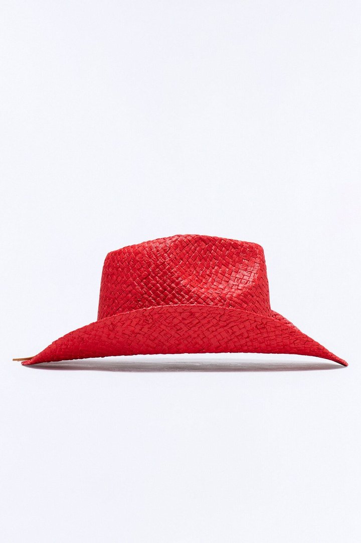 Golden Hour Straw Cowboy Hat - Red