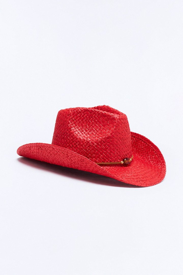 Golden Hour Straw Cowboy Hat - Red