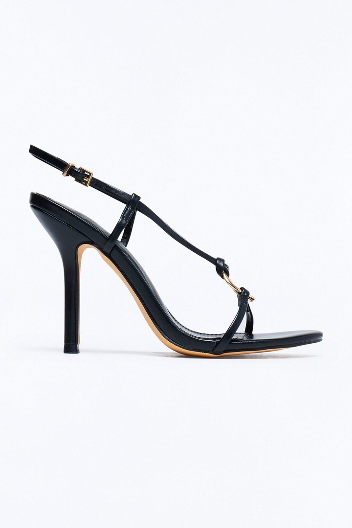 Levine Hardware Slingback Stiletto Heels - Black