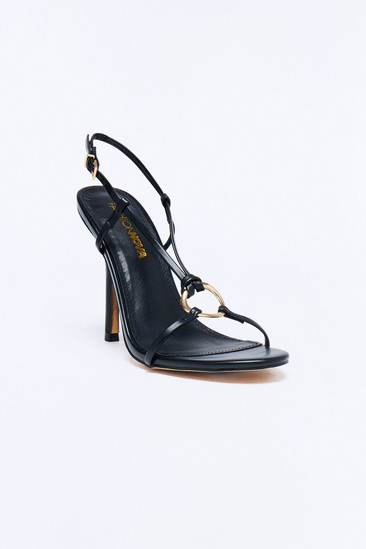 Levine Hardware Slingback Stiletto Heels - Black