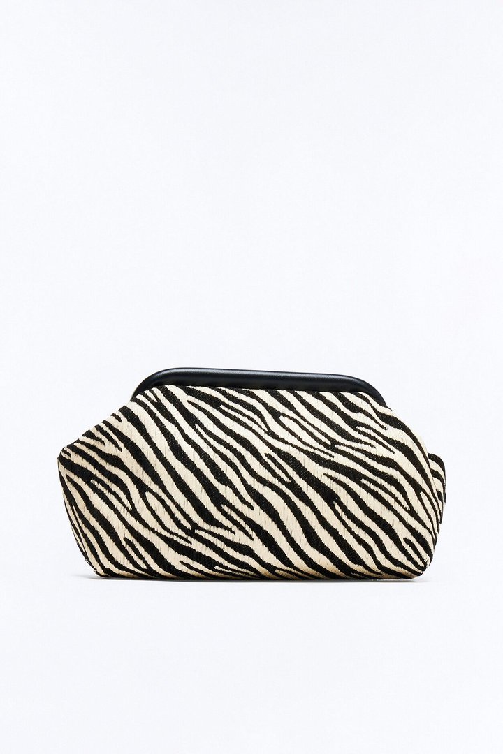 Hot Safari Summer Straw Clutch - Black/White