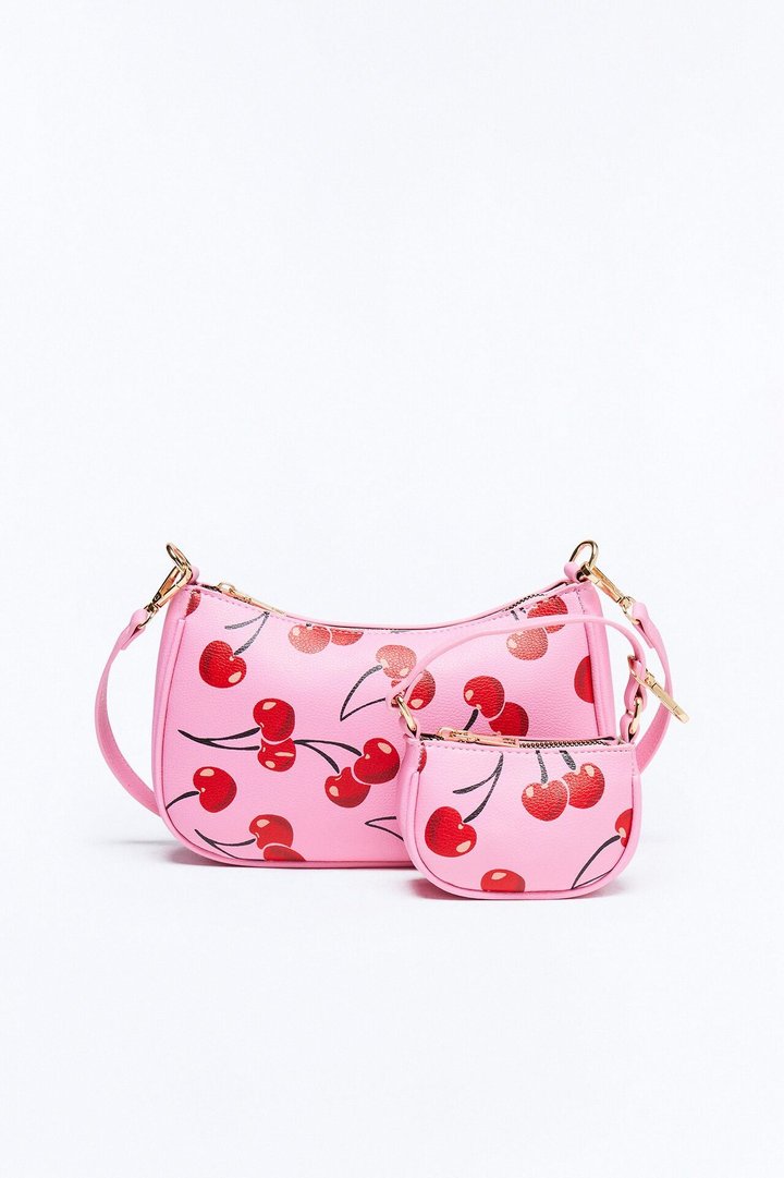 Just Like A Cherry Faux Leather Shoulder Handbag - Pink