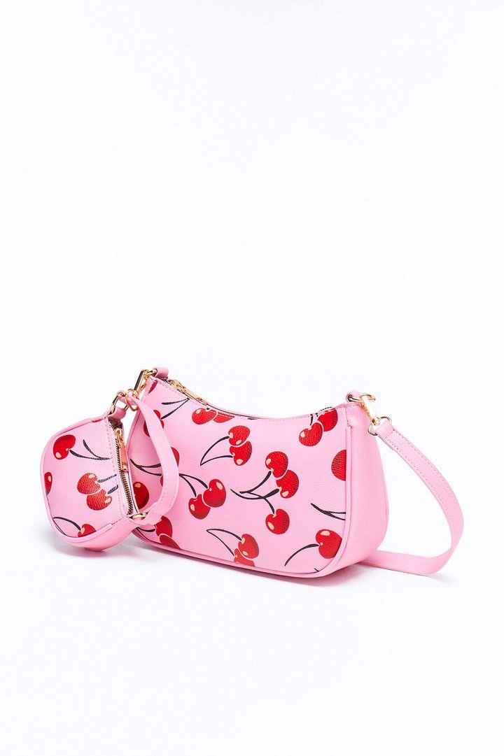 Just Like A Cherry Faux Leather Shoulder Handbag - Pink