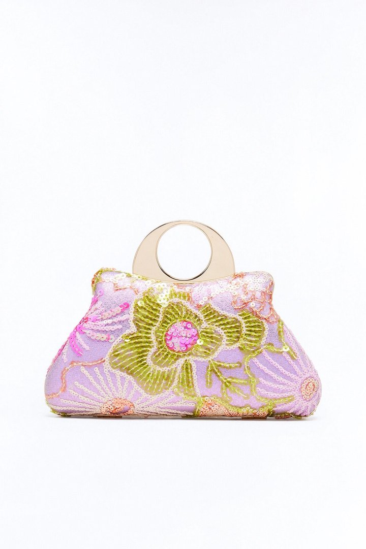 Lavender Dreams Sequin Clutch - Purple/combo