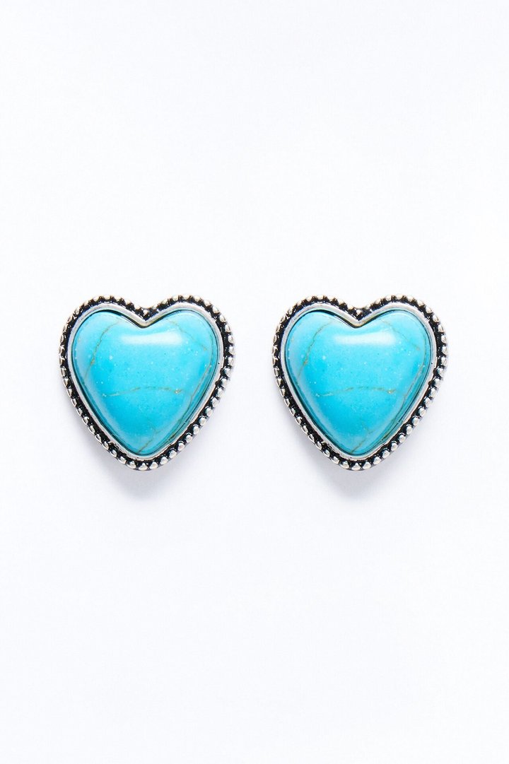 Deep Love Stud Earrings - Turquoise