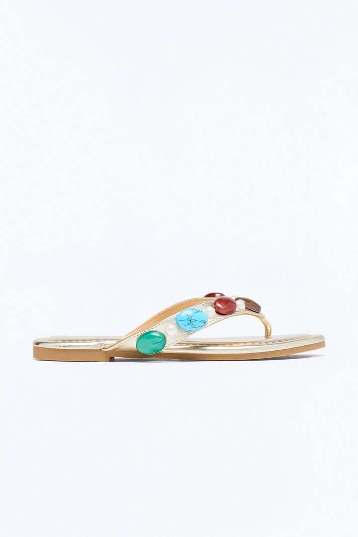 Addison Stone Flip Flops - Gold