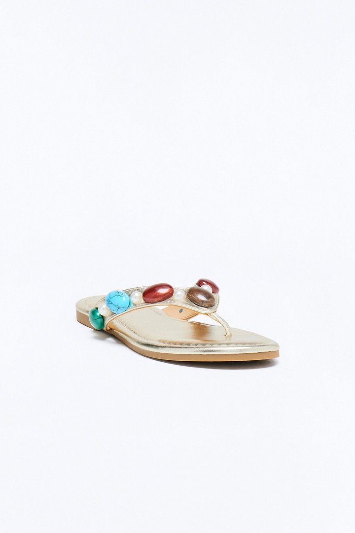 Addison Stone Flip Flops - Gold