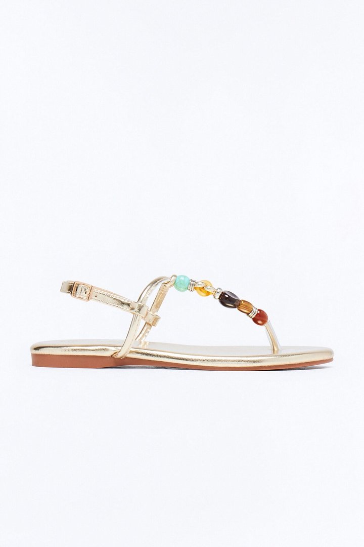 Frana Stone Strappy Sandals - Gold