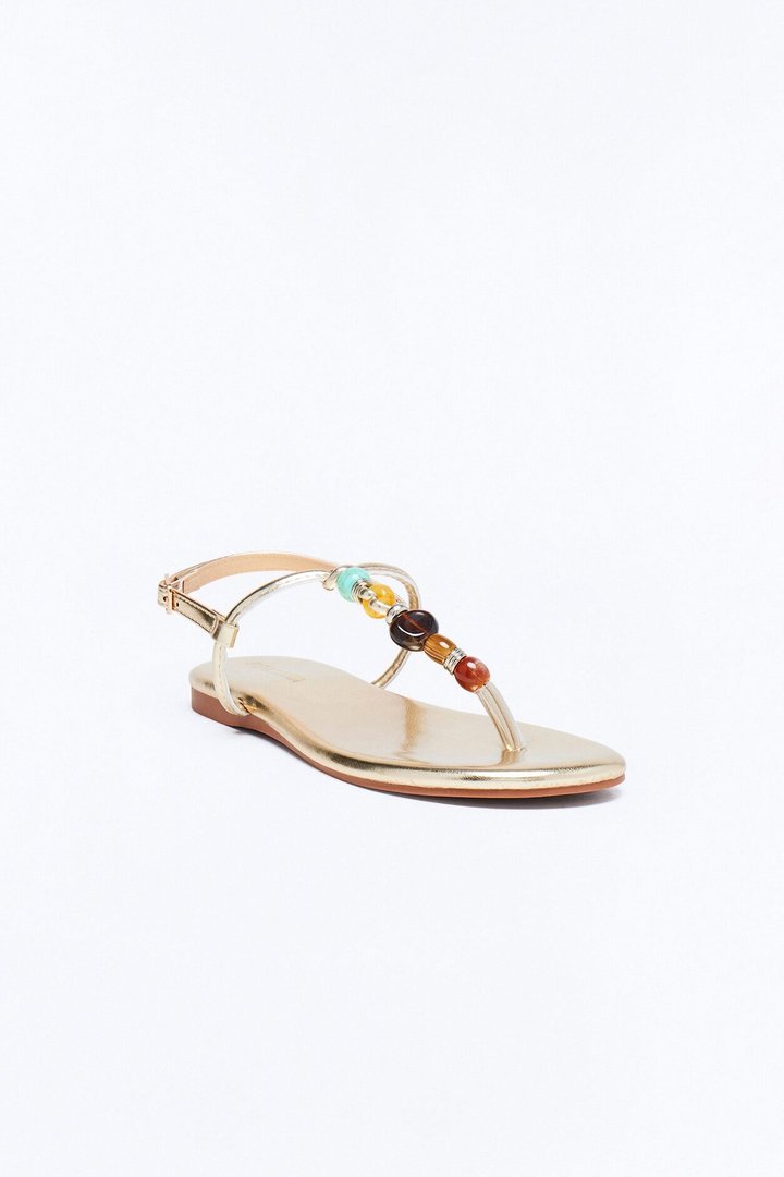 Frana Stone Strappy Sandals - Gold