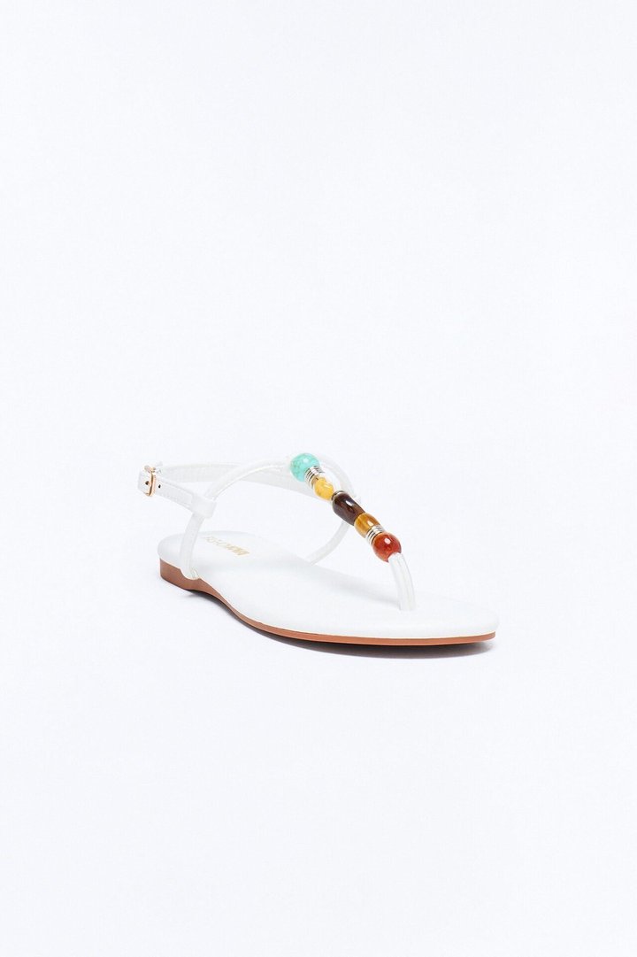 Frana Stone Strappy Sandals - White