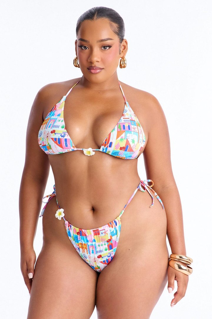 Coastal Cutie 3 Piece Bikini & Sarong Set - Multi Color